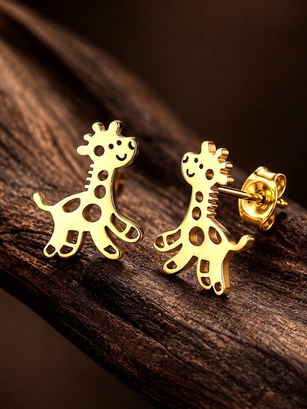 giraffe stainless steel gold earrings